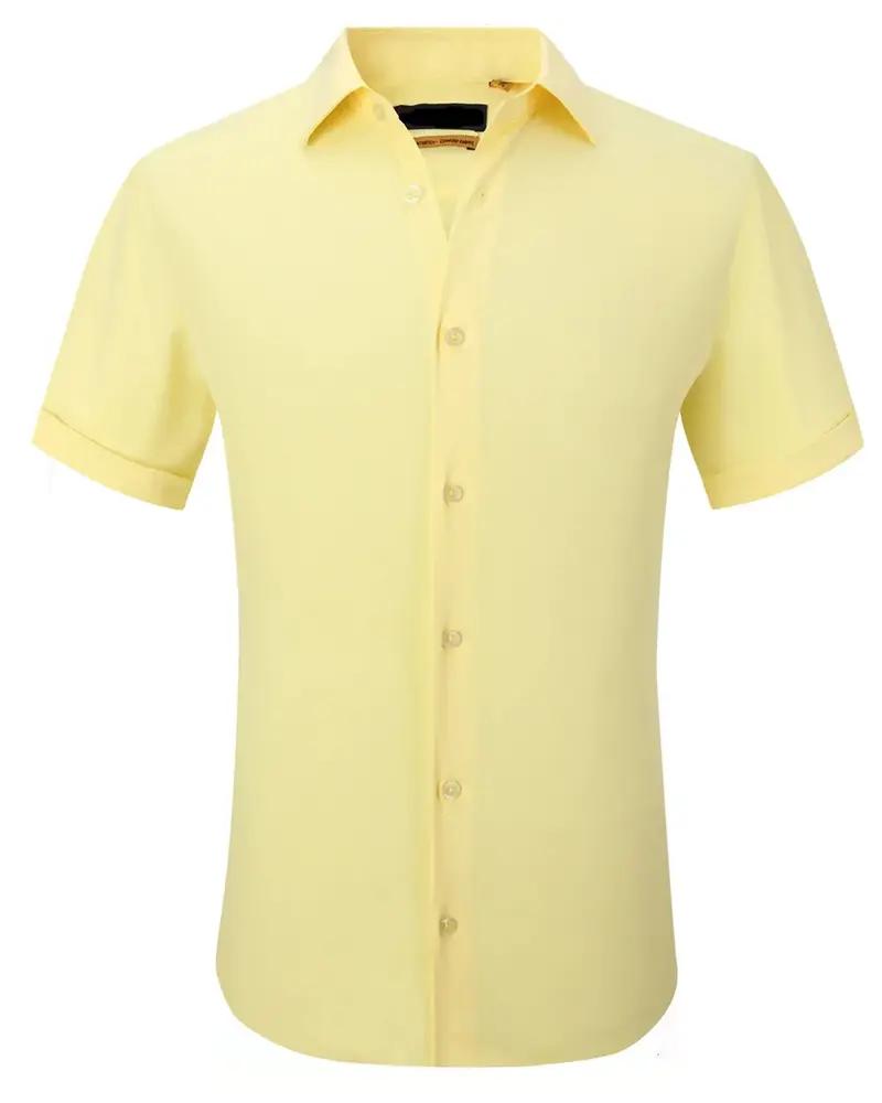SC515-5 Yellow Solid Stretch Short Sleeve Shirt