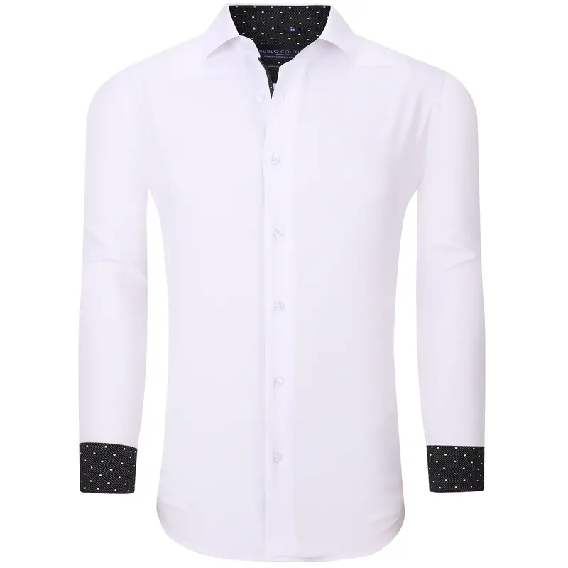 SC702-12 WHT Solid Stretch White Spandex Long Sleeve Shirt