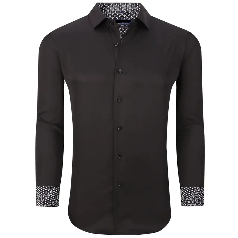 SC702-14 BLK Solid Stretch Black Spandex Long Sleeve Shirt