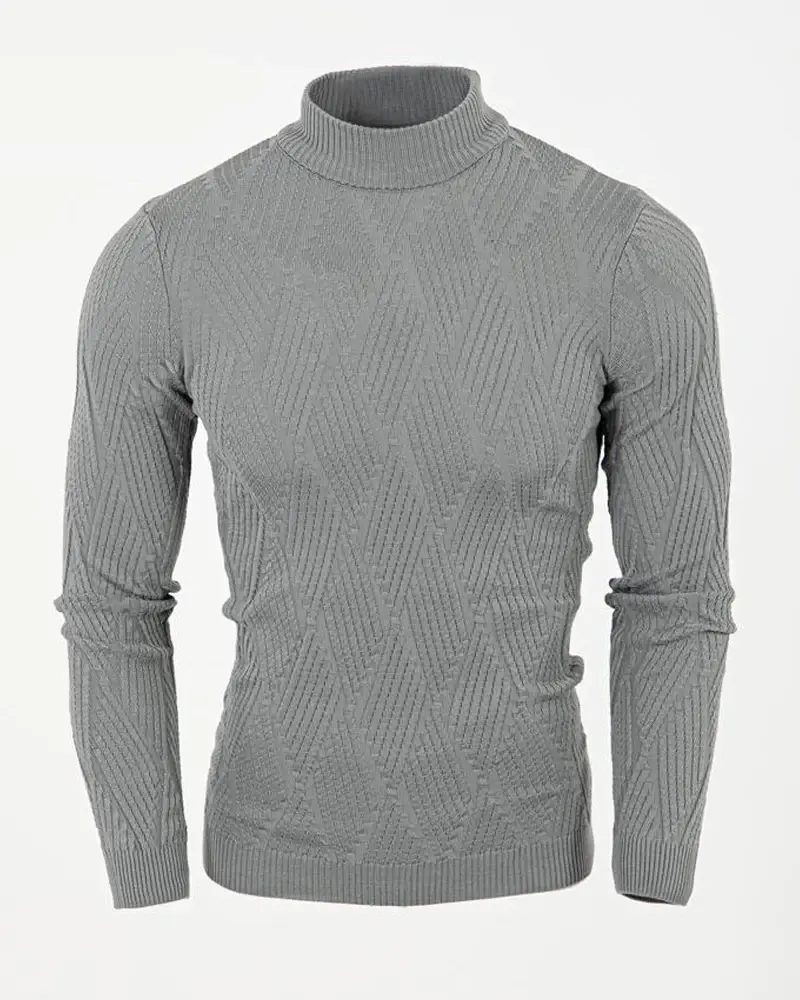 SC9701 Silver Textured Turtle Neck