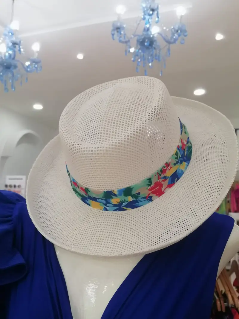 Sombrero de verano - Blanco Cinta Colorida