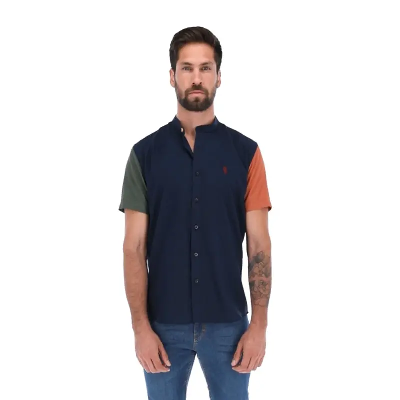 Special Edition Men's Short Sleeve Button Down Shirt Navy Blue | Porto Blanco MCE-1902