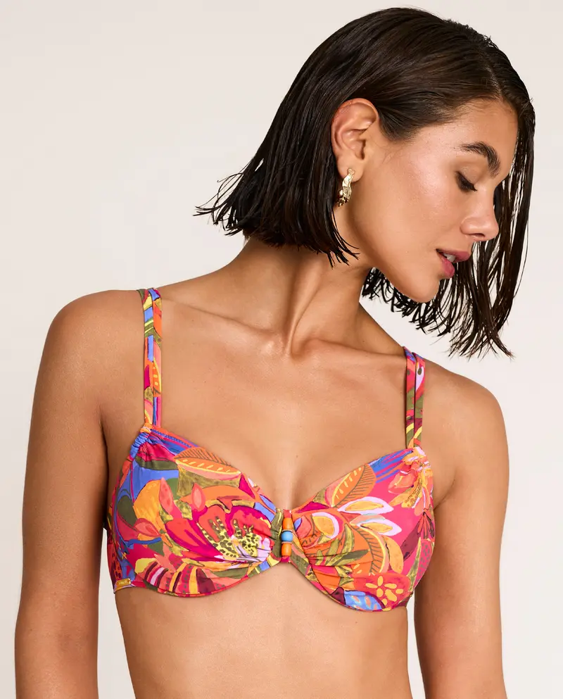 Top de Bikini naranja con aros