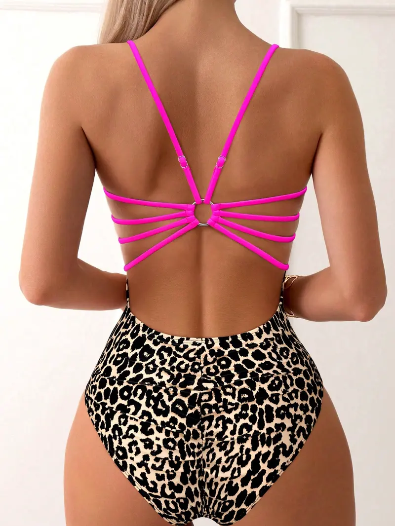 Traje de baño de una sola pieza con estampado de leopardo