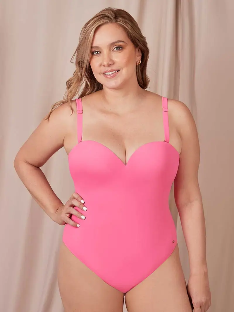 Traje de Baño Entero Uso Strapless Color Rosa
