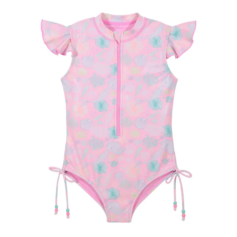 Traje de Baño Niña Manga Corta UV30+ H2O Wear Coral