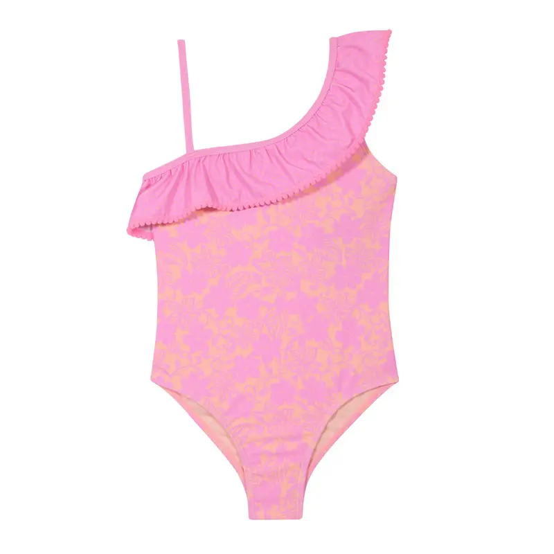 Traje de Baño Niña Un Hombro UV30+ Pompom H2O Wear Rosa