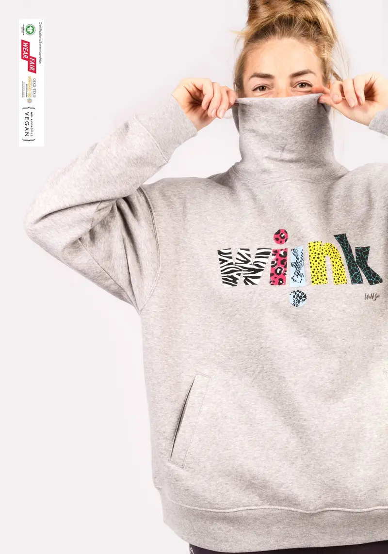 UNISEX GREY HIGH NECK SWEATSHIRT - Animals