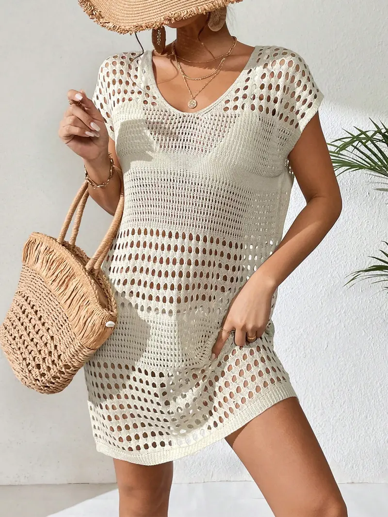 Vestido cover up con abertura de manga murciélago sin bikini