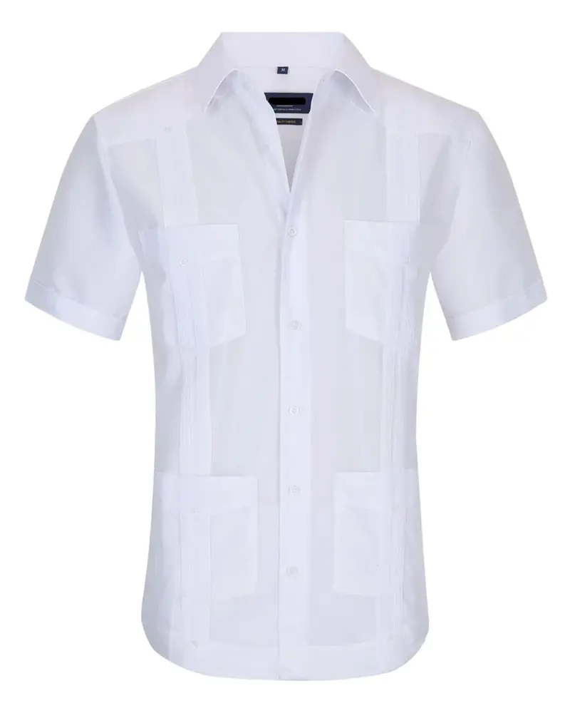 White Guayabera Cuban Short Sleeve Shirt / GS565-9