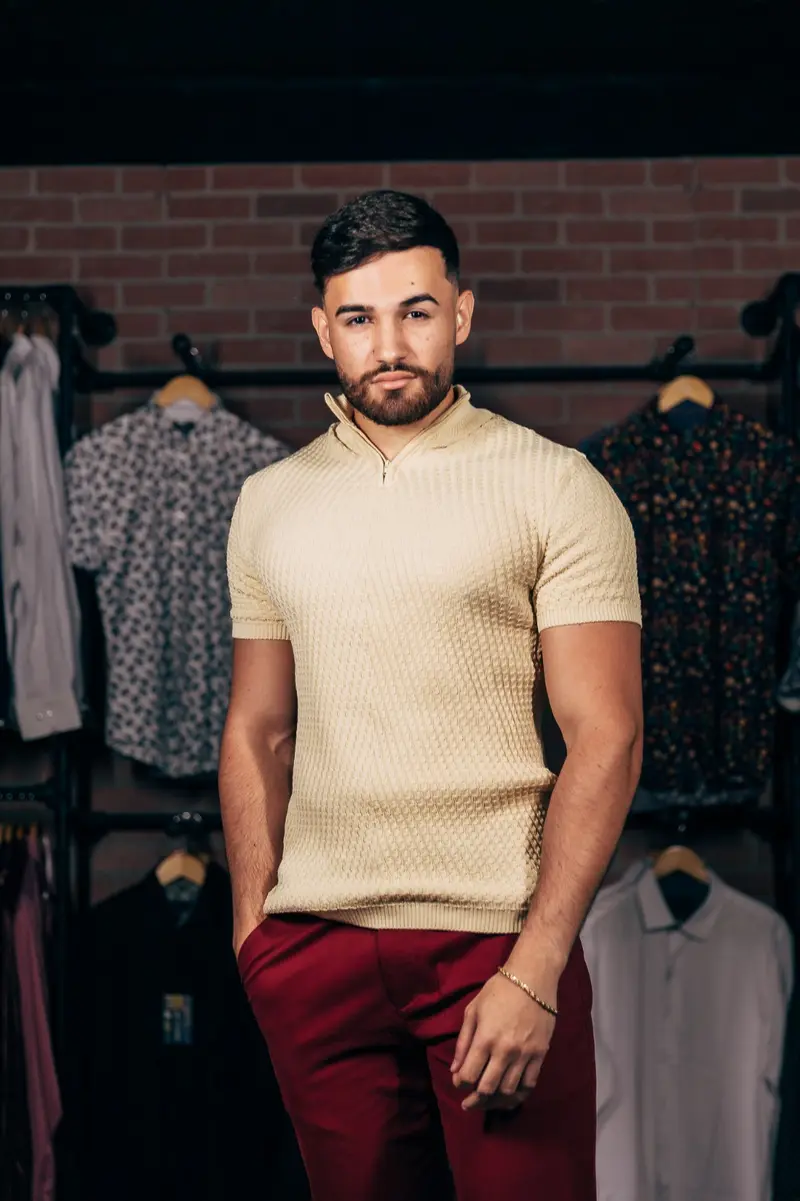 ZK509 Cream Turtle Neck Polo